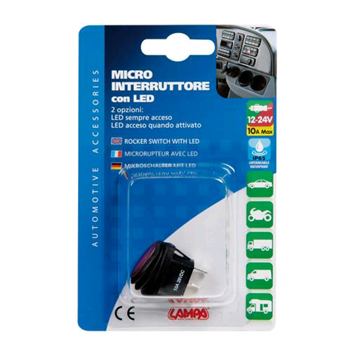 Interruttore pulsante 12/24v con led rosso - Vannucchi Store